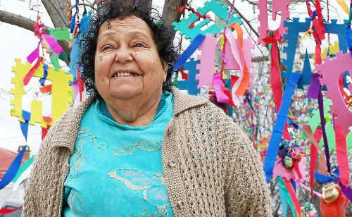 Beryl Sanders with her 10th annual entry in the tree jumper exhibition. Beryl Sanders with her 10th annual entry in the tree jumper exhibition.
